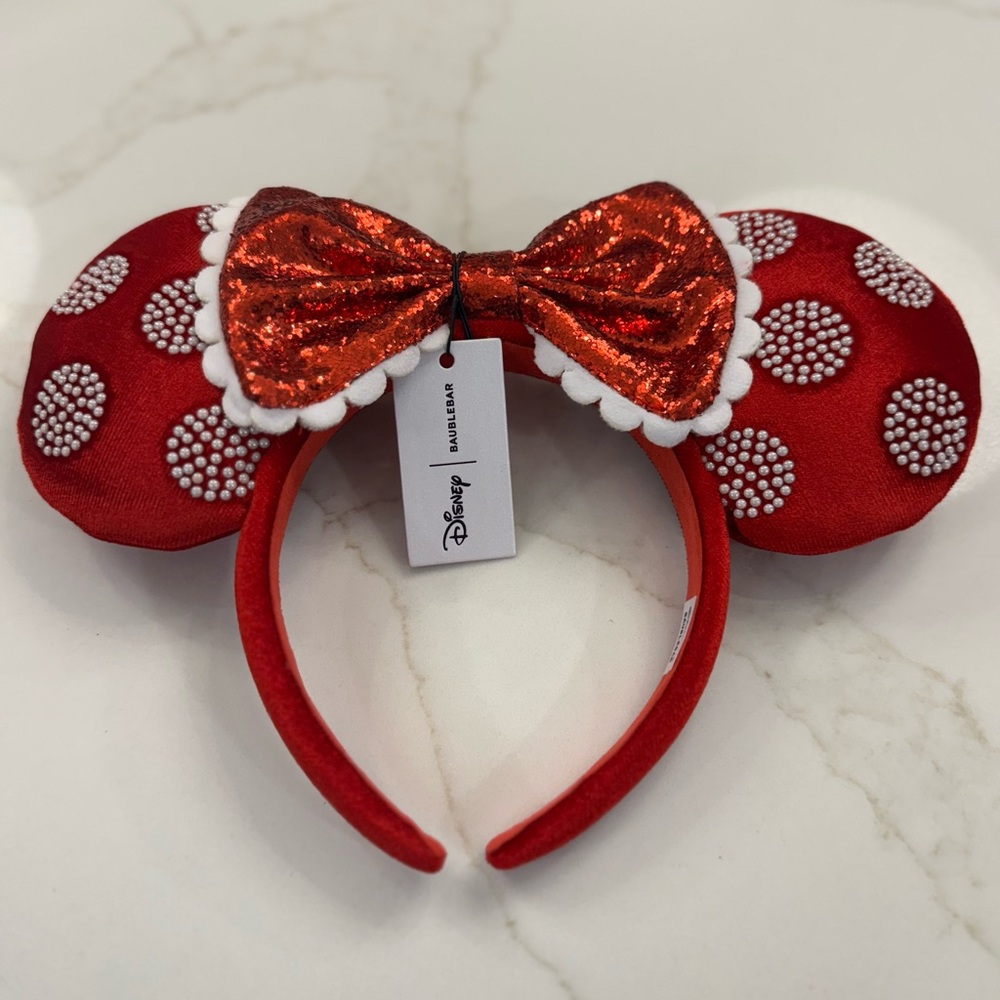 BaubleBar Disney Minnie Mouse Pearl Polka Dot Ears Headband